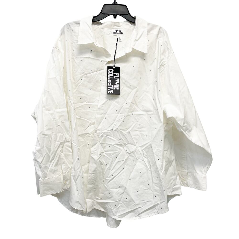 Future Collective White Collared Embellished Asym… - image 2